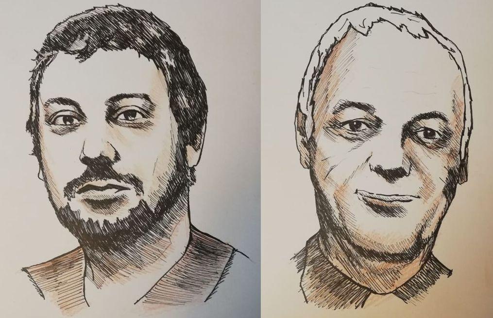 Andreas Pieralli e il prof. Luca Vannucci. Disegni di Tiziano Marasco